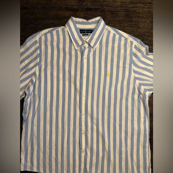 Polo Ralph Lauren Blue and White Striped Short-Sleeve Men's Shirt - Picture 1 of 1